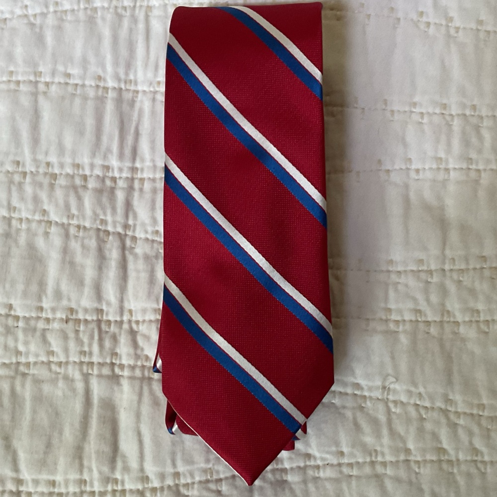 Sprezza Red and Blue Striped Silk Tie for Formal Occasions - Picture 1 of 4
